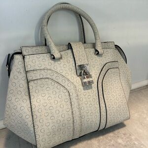 Chic Cream HandBag with Lock Detail